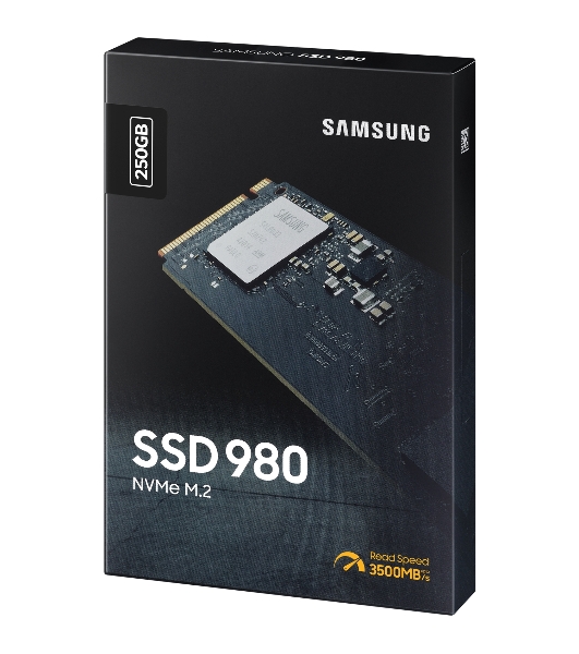 Накопитель SSD Samsung 980, 250Gb, PCIe 3.0 x4, M.2 2280, NVMe, R/W 2900/1300