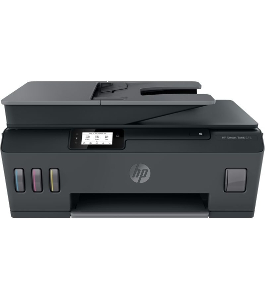 МФУ струйное HP Smart Tank 615 AiO (Y0F71A), A4, цветной, печ. до 22 стр/мин. (ч/б) до 16 стр/мин. (цвет), скан. до 5 стр/мин. (ч/б) 3 стр/мин. (цвет), 1200 x 1200 dpi (ч/б печать, скан.) 1200 x 4800 dpi (печать цвет), USB, Wi-Fi, BlueTooth, Air Print, Mopria