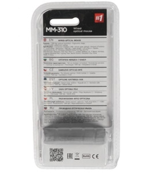 Мышь проводная Defender MM-310 черный, 1000 dpi, USB, кнопки - 3