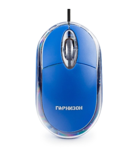 Мышь проводная Гарнизон GM-100B синий, 1000 dpi, USB, кнопки - 3
