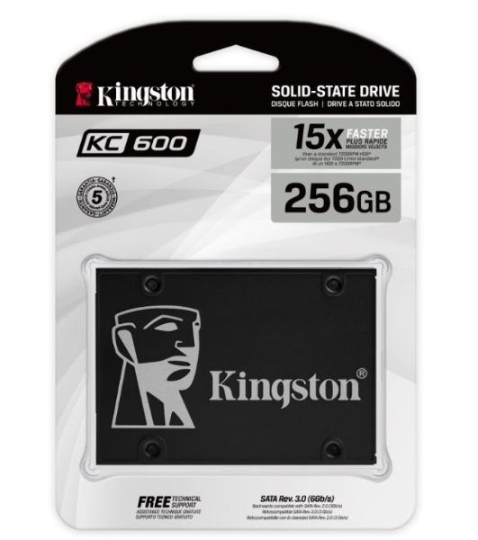 Накопитель SSD Kingston KC600, 256Gb, SATA III, 2.5', R/W 550/500