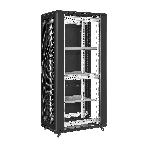 Шкаф телекоммуникационный 19' напольный 42U ExeGate EC-FS-42U.600.1000.G.V.BLACK (19”, 42U, 600x1000x2054mm (ШхГхВ), передняя дверь закаленное стекло, задняя перфорированная дверь, съемные боковые панели, пыле- и влагозащита IP20, встроенный вентиляционный модуль, 1 полка в комплекте, черный RAL 9004, 3 коробки), фото3