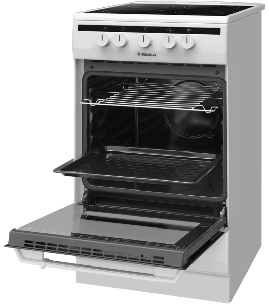 Плита электрическая Hansa FCCW54002 белый, конфорок 4 шт, духовка 68 л, 50 см x 85 см x 60 см