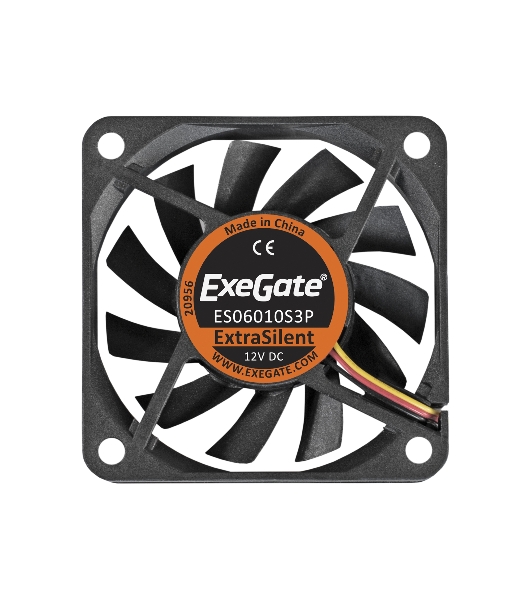 Вентилятор для корпуса ExeGate ExtraSilent ES06010S3P черный, 60 мм, 2000 об/мин, 16 дБ, 3 pin