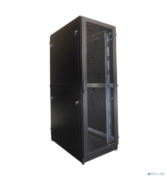 Шкаф телекоммуникационный напольный 42U (600 1000) дверь перфорированная, задние двойные перф., черный