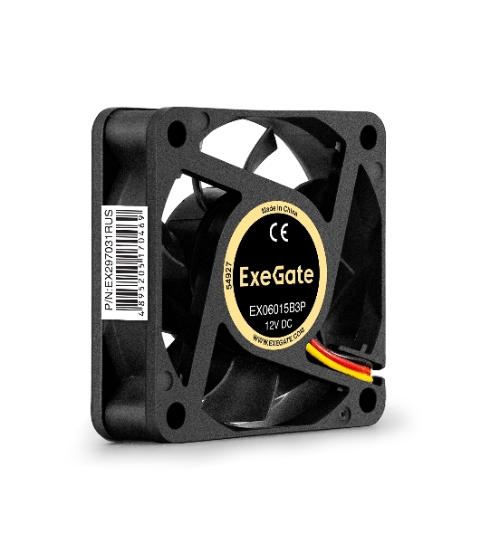 Вентилятор для корпуса ExeGate EX06015B3P черный, 60 мм, 3500 об/мин, 24 дБ, 3 pin