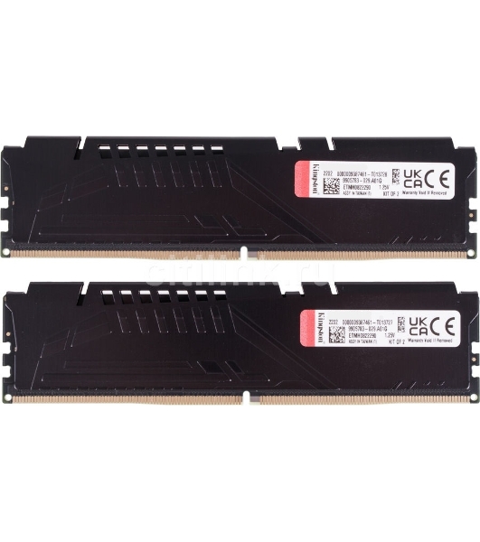 Оперативная память Kingston Fury Beast, DDR5, 16GB (2x8GB), 5200MHz, CL40, DIMM, радиатор, черный