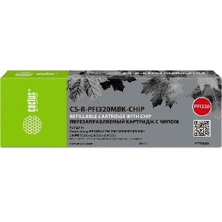 Картридж перезаправляемый струйный Cactus CS-R-PFI320MBK-CHIP PFI-320 черный матовый (260мл) для Canon imagePROGRAF TM-200/200MFP/205/300/300MFP/305/250/255/350/355 с чипом