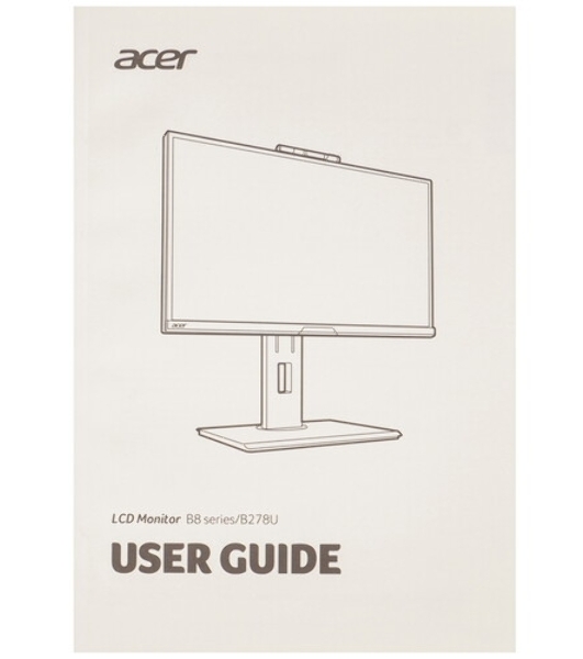 Монитор 27' Acer B278UGbemiqprcuzx IPS 2560x1440, 120 Гц, 4 мс, 16:9, 350 кд/м², HDMI 2.0, DP 1.2, DP out, USB-C (100 Вт), RJ-45, 3.5 Jack, USB Hub (3x USB 3.2), FreeSync, HDR10, динамики (2x2 Вт), веб-камера (5 Мп, IR, микрофон), черный