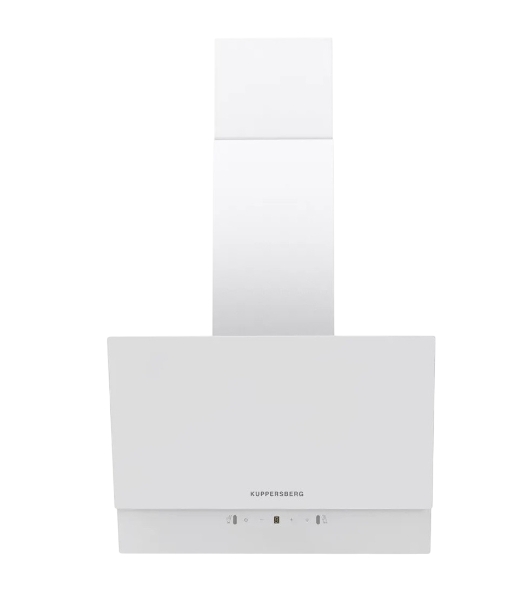 Наклонная вытяжка Kuppersberg F 603 W, 60 см, High-Tech, таймер, макс. производительность 850 м3/ч, 3 скорости, обратный клапан, сенсорное управление, дисплей, LED освещение, уровень шума 53 дБ, белый