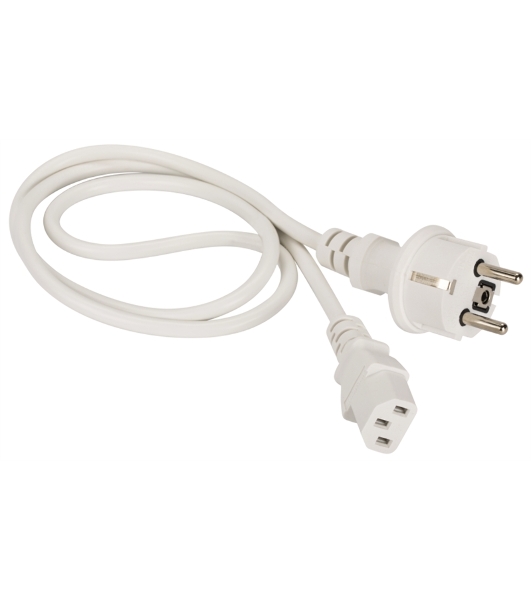 Шнур питания Lanmaster C13-Schuko прямая, 3х0.75, 220В, 10А, белый, 5 метров