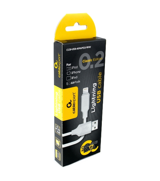 Кабель Cablexpert для Apple CCB-USB-AMAPO2-1MW, AM/Lightning, издание Classic 0.2, 1м, белый, блистер