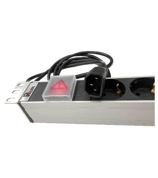 Блок розеток Rem-10 с выкл., 4 Sсhuko, 6 IEC 60320 C13, 10 A, алюм., 19', шнур 1,8 м. IEC 60320 C14 (R-10-4S-6C13-V-440-1.8)
