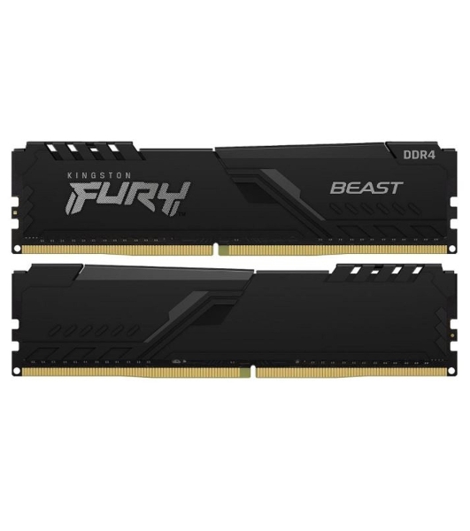 Оперативная память Kingston Fury Beast, DDR4, 32GB (2x16GB), 3200MHz, CL16, DIMM, с радиатором, черный