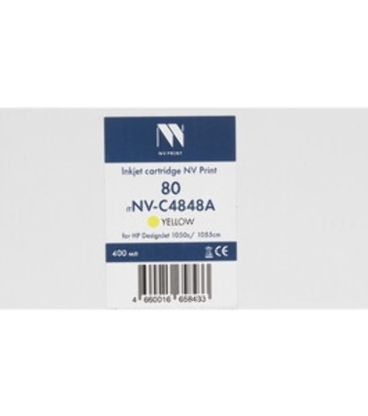 Картридж струйный NVPrint 80 (NV-C4848A) Yellow для HP DesignJet 1050c, 1055см (400 мл)