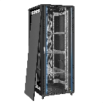 Шкаф телекоммуникационный 19' напольный 42U ExeGate EC-FS-42U.800.1000.G.V.BLACK (19”, 42U, 800x1000x2054mm (ШхГхВ), передняя дверь закаленное стекло, задняя двойная перфорированная дверь, съемные боковые панели, пыле- и влагозащита IP20, встроенный вентиляционный модуль, 1 полка в комплекте, черный RAL 9004, 3 коробки), фото7