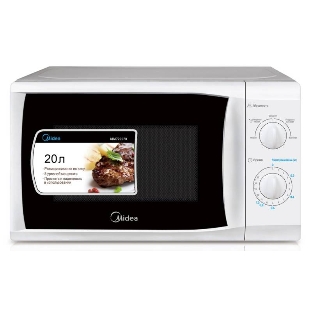 Микроволновая печь Midea MM720CFB белый, 20 л, 700 Вт, переключатели - поворотный механизм