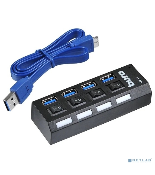 USB-концентратор Buro BU-HUB4-U3.0-L, USB 3.0, USB 4 порта, USB