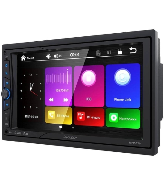 Автомагнитола Prology MPV-370, 2 DIN, 7', Bluetooth, USB Type-A, AUX, пульт ДУ