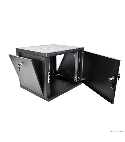 Шкаф телекоммуникационный настенный разборный ЦМО 9U (600 x 650) съемные стенки, дверь металл, черный (ШРН-М-9.650.1-9005)