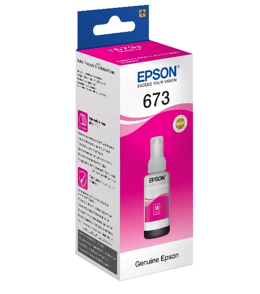 Чернила Epson 673 C13T673398 (аналог C13T67334A) пурпурный 70мл для Epson L800/L810/L850/L1800