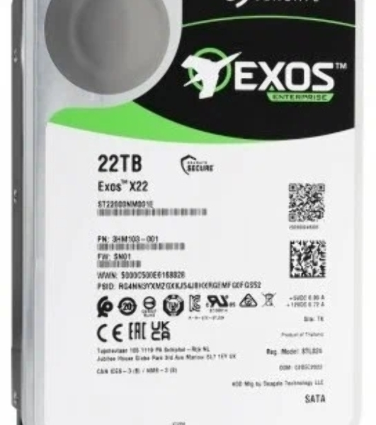 Жесткий диск Seagate HDD Exos X22 ST22000NM001E 22Tb 7200rpm SATA-III 512Mb 3.5'