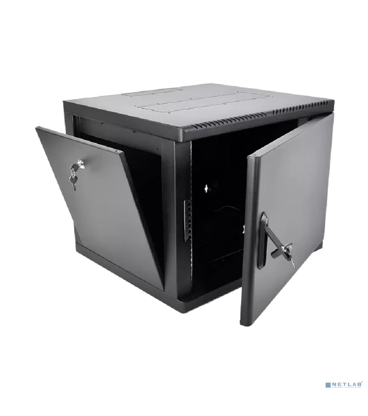 Шкаф телекоммуникационный настенный разборный ЦМО 9U (600 x 650) съемные стенки, дверь металл, черный (ШРН-М-9.650.1-9005)