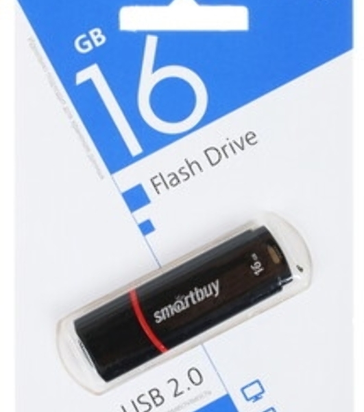 Флешка USB Smartbuy Crown black (SB16GbCRW-K), 16Gb, USB 2.0, R/W 25/15, черный/красный