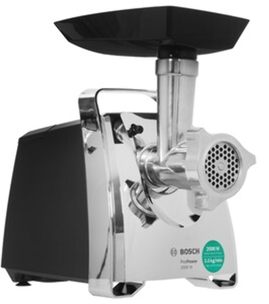 Мясорубка электрическая Bosch MFW67440 черный, 2000 Вт, 3.5 кг/мин, реверс, защита от перегрузки, насадки - 4