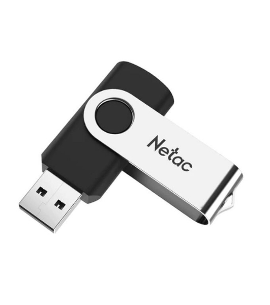 Флешка USB Netac U505 (NT03U505N-032G-20BK), 32Gb, USB 2.0, R/W 70/30, черный/серебристый