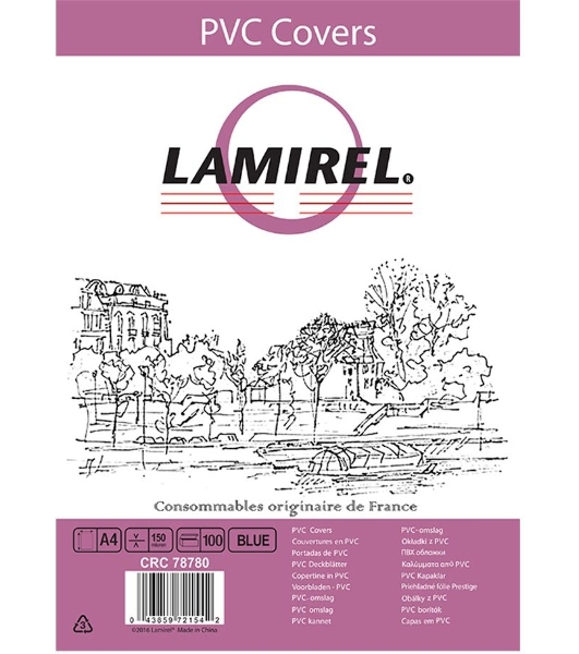 Обложки Lamirel Transparent A4, PVC, синие, 150 мкм, 100 шт.