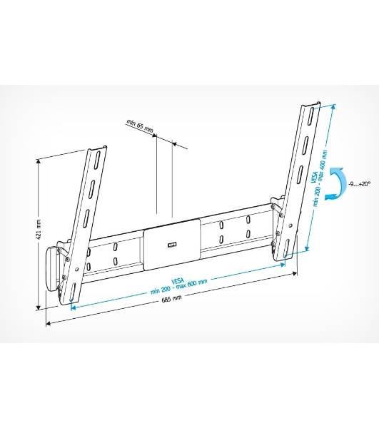 Кронштейн Holder Кронштейн Holder/42-65' макс 600x400, наклон -8+17°, от стены 68мм, вес до 45кг