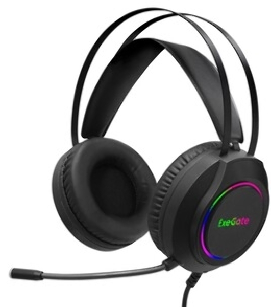 Гарнитура Exegate Cosmos HS-702GL чёрный, проводная, USB, виртуальный звук 7.1, подсветка