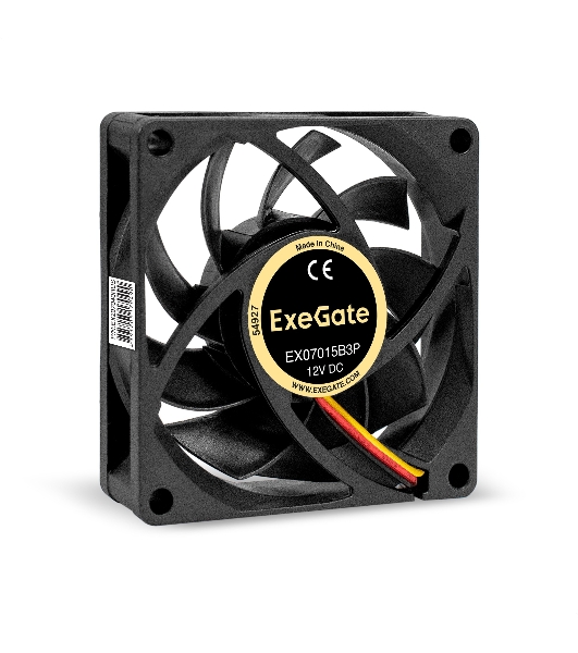 Вентилятор для корпуса ExeGate EX07015B3P черный, 70 мм, 3000 об/мин, 27 дБ, 3 pin
