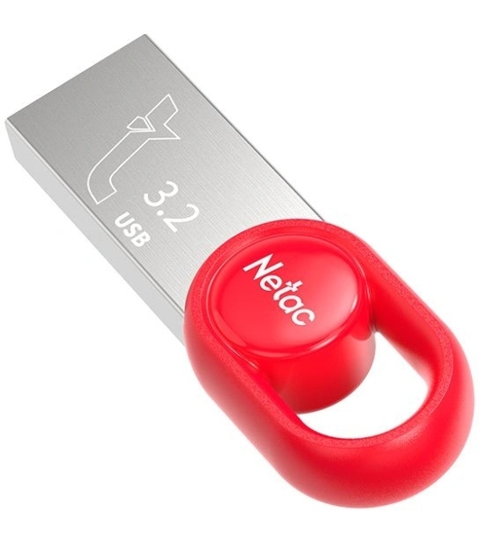 Флешка USB Netac UM2 (NT03UM2N-032G-32RE), 32Gb, USB 3.0, R/W 130/50, серебристый/красный