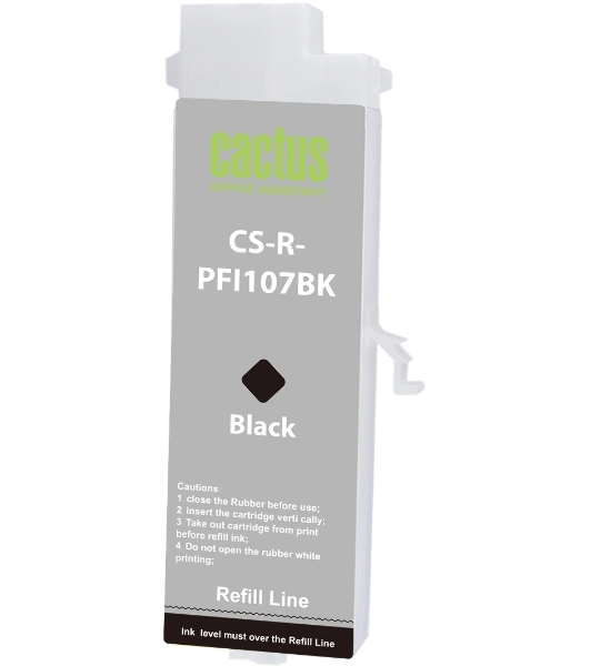 Картридж перезаправляемый струйный Cactus CS-R-PFI107BK черный для Canon imageProGRAF iPF670/680/685/770/780/785 без чипа