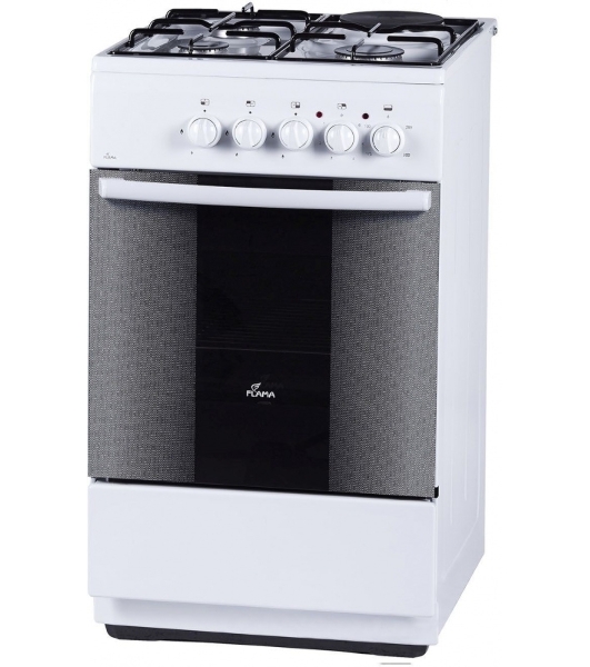 Плита комбинированная Flama RK 23-105 W белый, конфорок 4 шт, духовка 50 л, 50 см x 85 см x 60 см