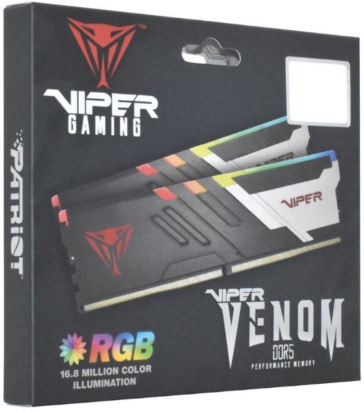 Оперативная память Patriot Viper Venom, DDR5, 32GB (2x16GB), 6800MHz, CL34, DIMM, с радиаторами, RGB, черный