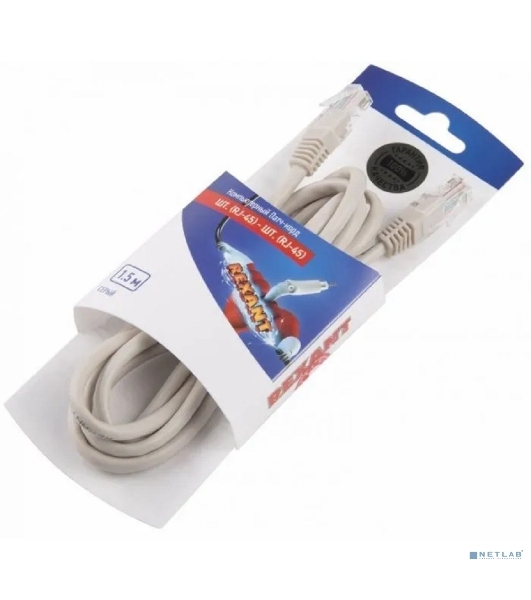 Пaтч-корд U/UTP Rexant, cat.5e, RJ45-RJ45, неэкранированный, PVC серый, 1,5м