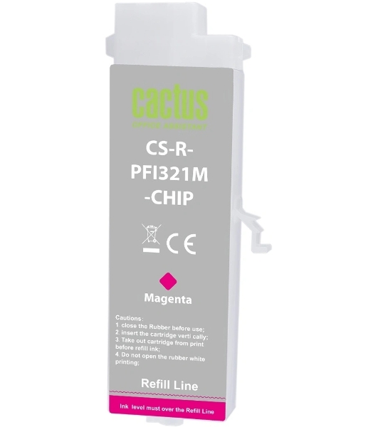 Картридж струйный Cactus CS-R-PFI321M-CHIP PFI-321 пурпурный (260мл) для Canon imagePROGRAF TM-200/200MFP/205/300/300MFP/305/250/255/350/355 с чипом