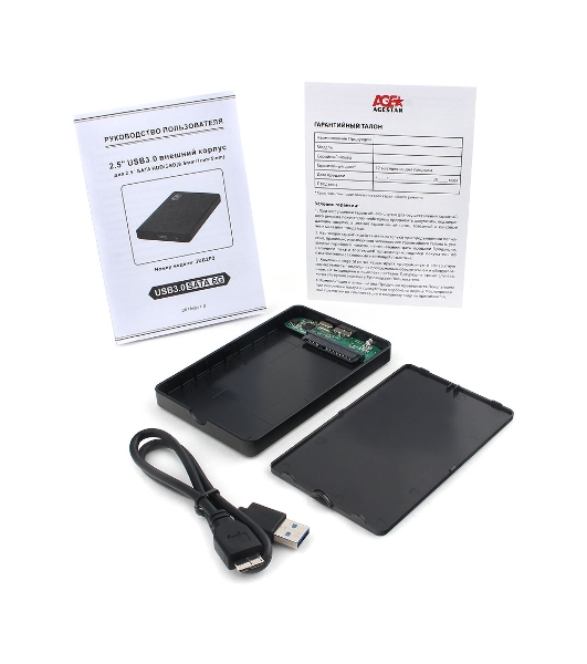 Внешний корпус для HDD AgeStar 3UB2P2 SATA III пластик черный 2.5'