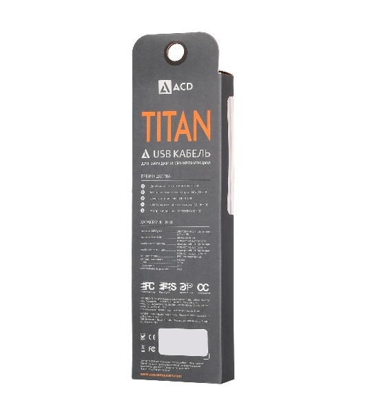 Кабель USB ACD-Titan Type-C ~ USB-A Нейлон, 1м, желто-черный