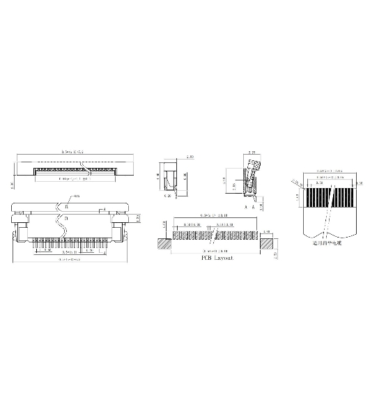 Разъем FPC Half Coverage Top Contact 0.5K-BS-32PWB 32 pin высота 2мм шаг 0,5мм