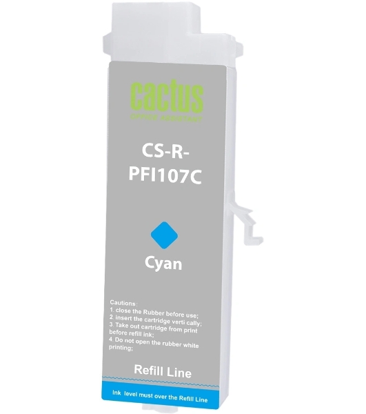 Картридж перезаправляемый струйный Cactus CS-R-PFI107C голубой для Canon imageProGRAF iPF670/680/685/770/780/785 без чипа