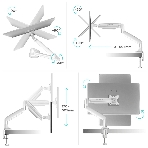 Кронштейн для мониторов ONKRON G100 белый 13'-32' макс.9кг настольный поворот и наклон верт.перемещ., фото27