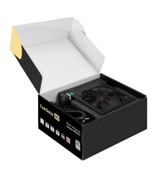 Блок питания 750W ExeGate 80 PLUS 750PPH-LT-S (ATX, APFC, SC, КПД 82% (80 PLUS), 12cm fan, 24pin, 2x(4+4)pin, 4xPCI-E, 8xSATA, 4xIDE, кабель 220V 1,8м с защитой от выдергивания, black, Color Box)