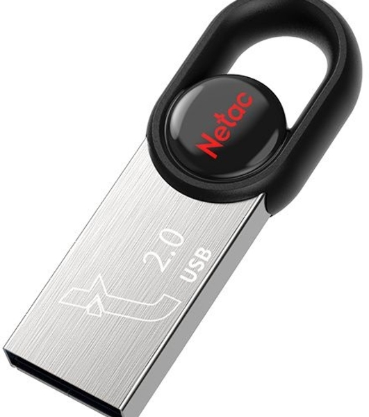 Флешка USB Netac UM2 (NT03UM2N-064G-20BK), 64Gb, USB 2.0, R/W 100/40, серебристый/черный