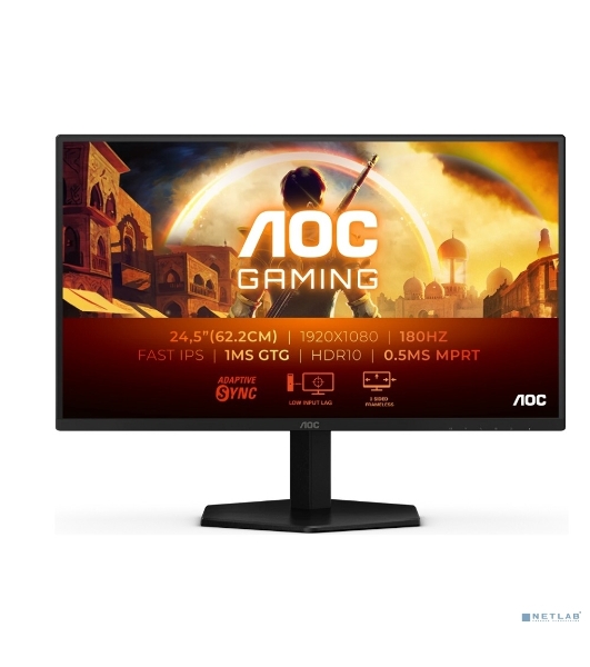 Монитор 24.5' AOC 25G42E IPS 1920x1080, 180 Гц, 1 мс, 16:9, 300 кд/м², HDMI 2.0, DP 1.4, 3.5 Jack, HDR10, Adaptive-Sync, VESA 100x100, черный