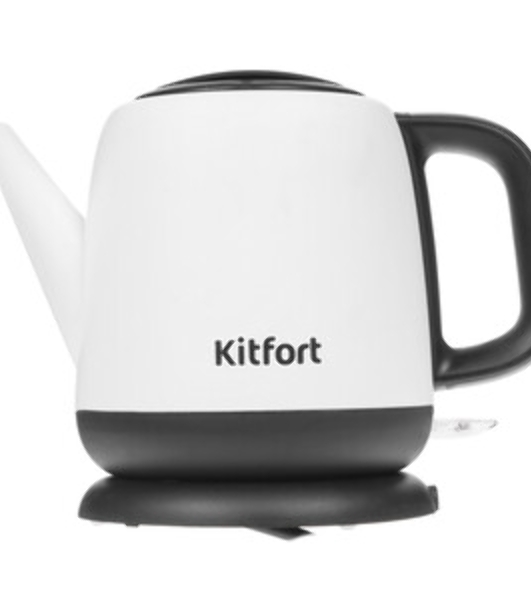 Чайник электрический Kitfort KT-6112 1 л, 1630 Вт, белый/черный (корпус: нержавеющая сталь)