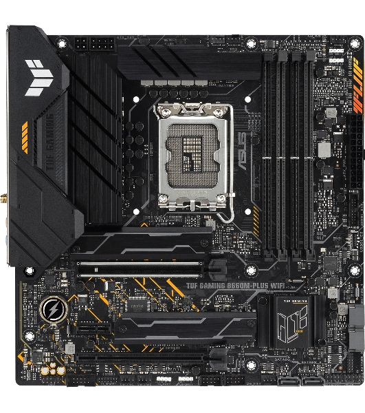 Материнская плата ASUS TUF GAMING B660M-PLUS WIFI, LGA 1700, Intel B660, 4xDDR5, 4xSATA, 2xM.2, 1xPCIe 5.0 x16, 1xPCIe 3.0 x4, 1xPCIe x1, 1xDP, 1xHDMI, 1x 2.5Gb LAN, 4xUSB-A 3.2 Gen 2, 1xUSB-A 3.2 Gen 1, 2xUSB 2.0, 1xUSB-C 3.2 Gen 2x2, 5x3.5 мм, 7.1, mATX